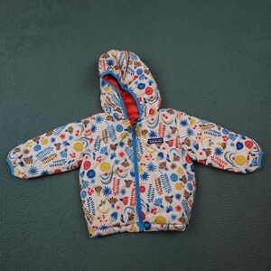 Patagonia Jacket Toddler Girls 2T Red Reversible Down Sweater Floral Puffer